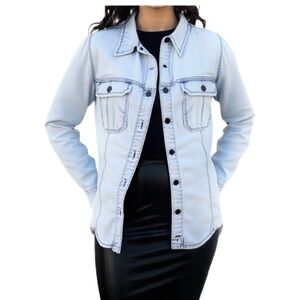 Guess Chambray Light Blue Denim Shirt Size Medium